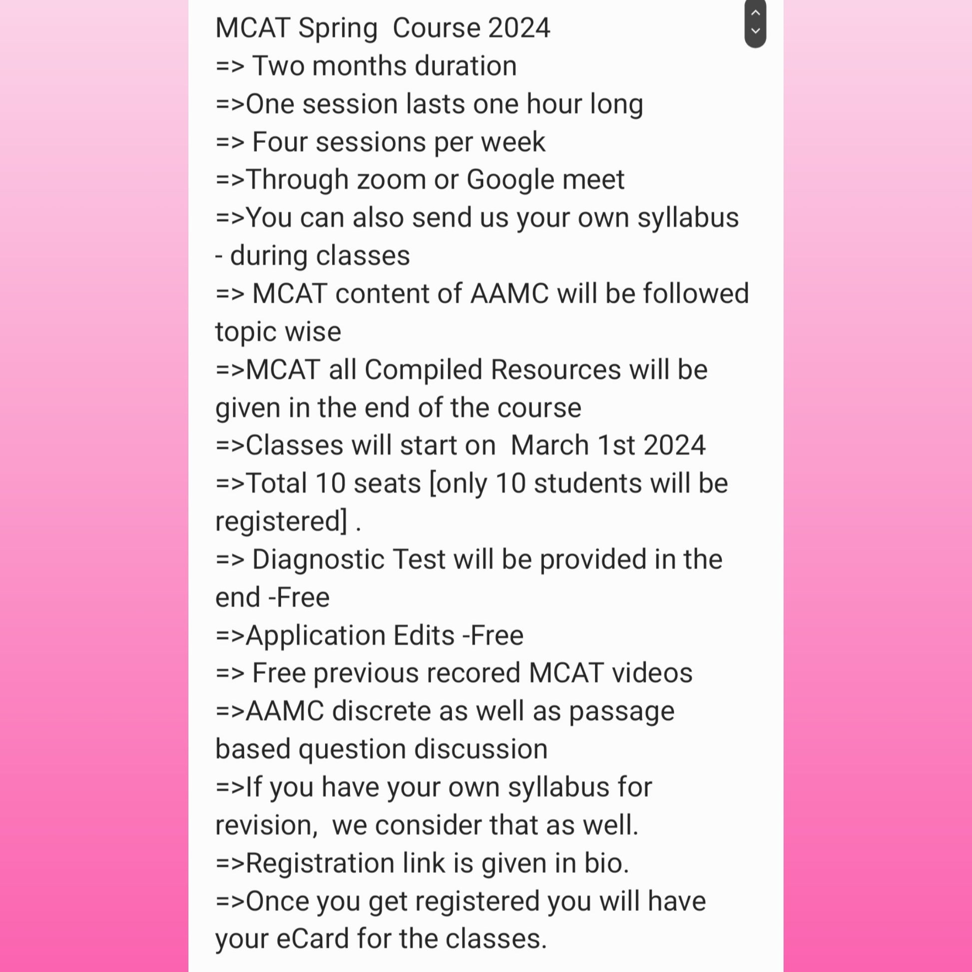 MCAT SPRING COURSE 2024 [One On One Tutoring Sessions] MCAT PROMAX