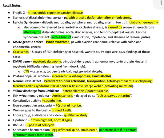 Step 1 Recalls Notes - Ace USMLE Step 1 with Expertly Crafted Recall Question Study Notes